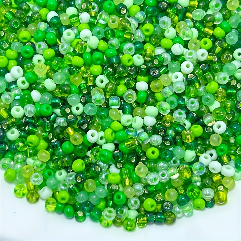 E-shop 600 Stück 3mm Waldgrüne Serie Gemischte Farben Glasperlen Perlen für Basteln, DIY Armband, Halskette, Ring, Ohrring, Haarschmuck, Kleidung