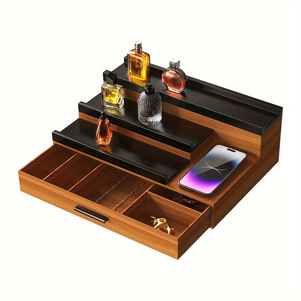 

Cologne Organizer For Men - 3 Tier Cologne Stand Perfume Organizer, With Hidden Compartment Cologne Holder, Drawer Storage Display Risers, Perfume Organizer For Dresser, Great Gift For Man