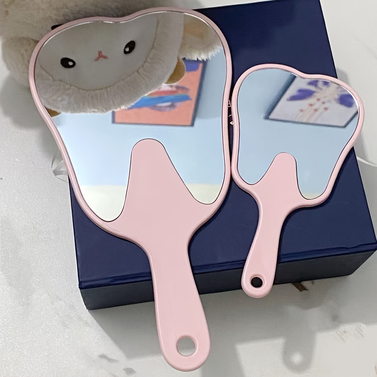 2pcs Creative Tooth-Shaped Hand Mirrors Set