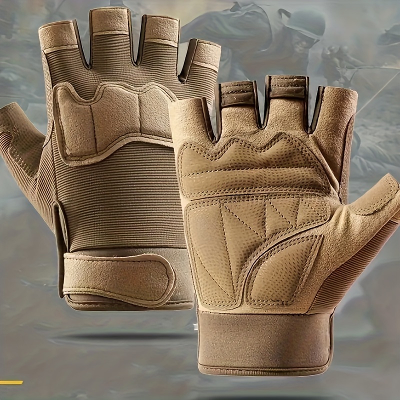  1pair half finger anti slip gloves premium cool dessert gloves for cycling hiking training outdoor sports details 5