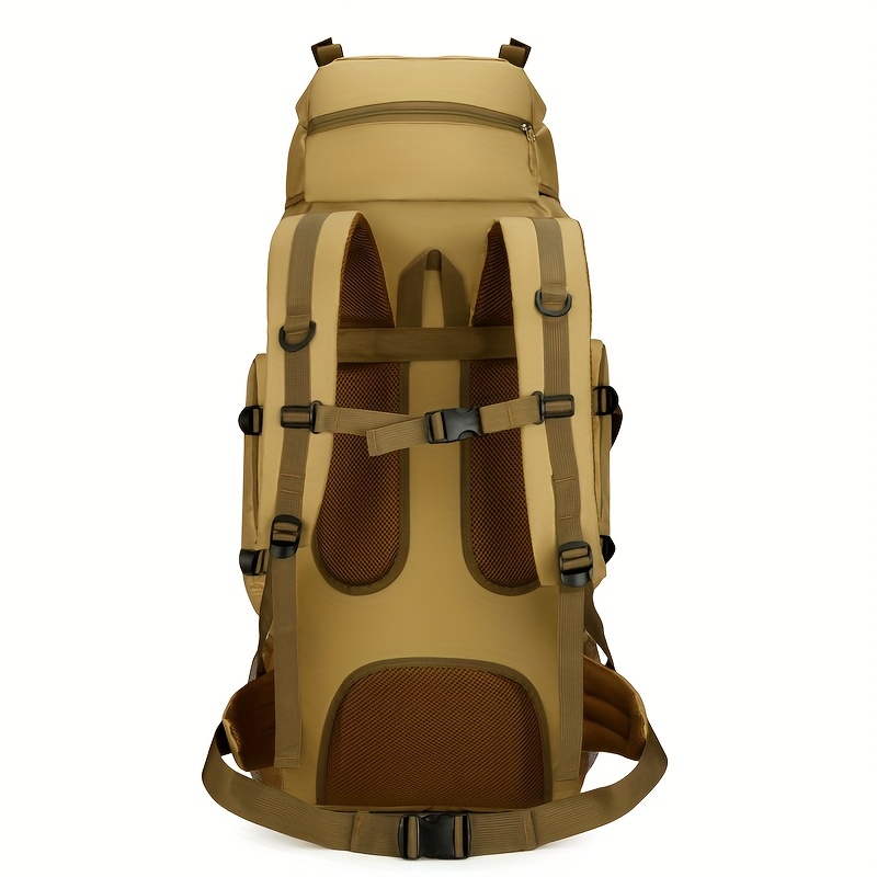 26.42gal Large Capacity Climbing Backpack - Beige Soft Shell, Adjustable Straps, Multiple Utility Pockets, Drawstring Closure, Ideal for Hiking and Camping, Camping Gear | Adjustable Strap Backpack | Oxford Cloth Backpack