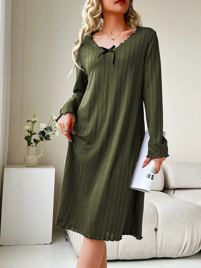 long sleeve winter night dress for women Dagsmejan Women's Balance Night Dress, Blue, M
