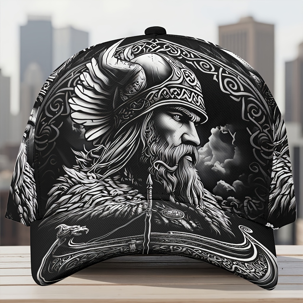 TEMU 1pc Head Portrait Print Curved Brim Baseball Cap — Stylish Duckbill Hat, Lightweight Fabric, Adjustable Head , Trendy And Minimalist, Suitable