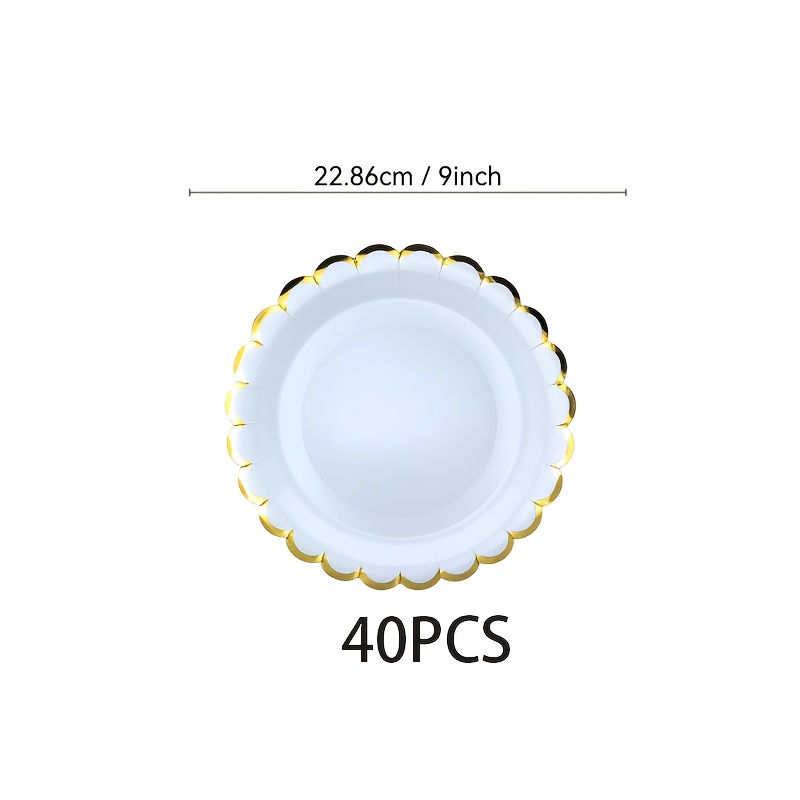 8/24/40pcs Plates - Elegant Beige & Golden Wave-rimmed Party Trays, Thickened For Weddings, Birthdays, Anniversaries, - Compatible With -7-inch Table Settings, Dessert Tables, /outdoor Events