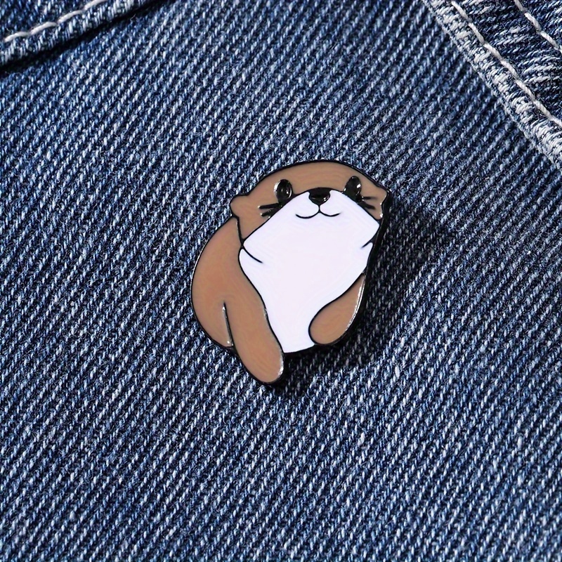 

Cute Cartoon Otter Enamel Brooch Pin - Alloy Metal Badge Lapel Pin For Backpacks And Jackets, Daily & Party Accessories, No Mosaic, Various Occasions, Ideal For Campus & All Seasons