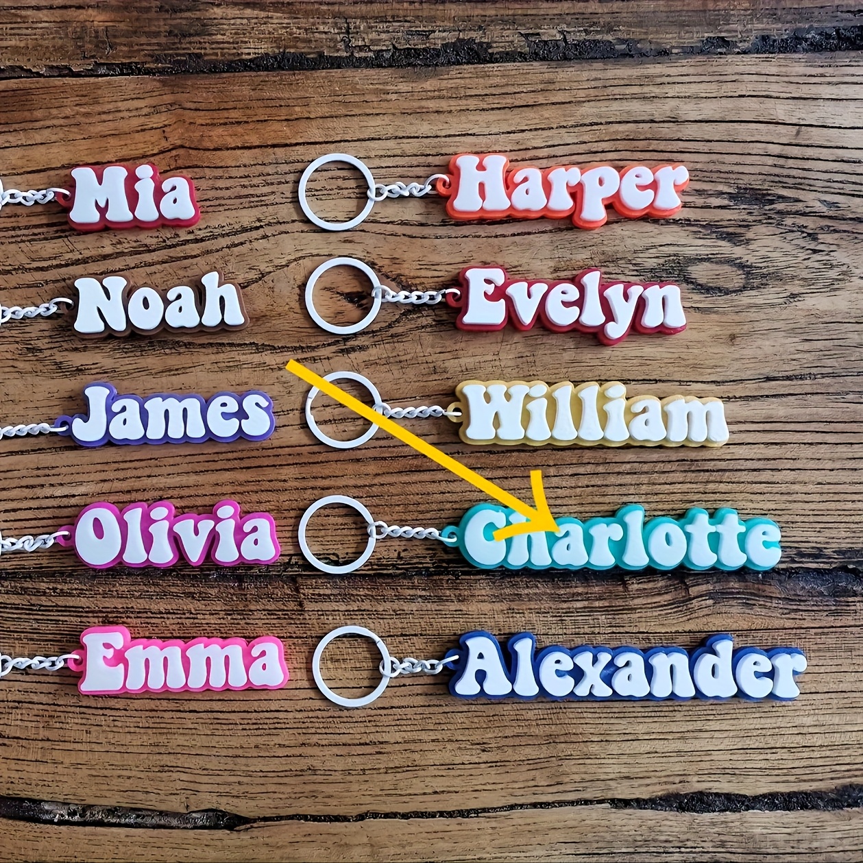 TEMU Personalized Name Keychain - Custom Tag, Soft Bright Colors: Pink, Blue, Orange, Teal, Purple, Red, Yellow, Green, Black, White, Brown, Gray -