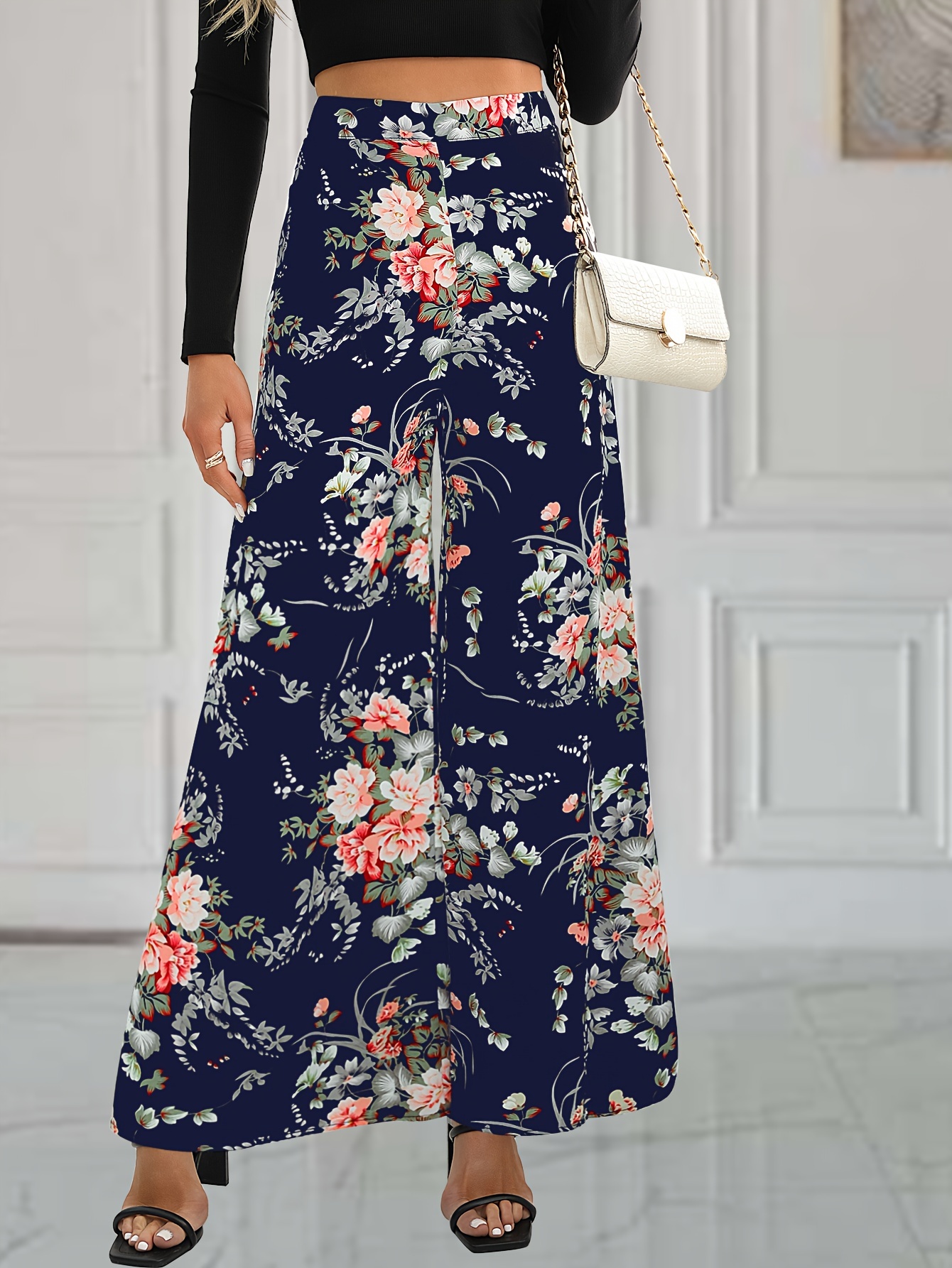 Wide Leg Pants/flowy High-waisted Pants/long Elegant Pants/blue