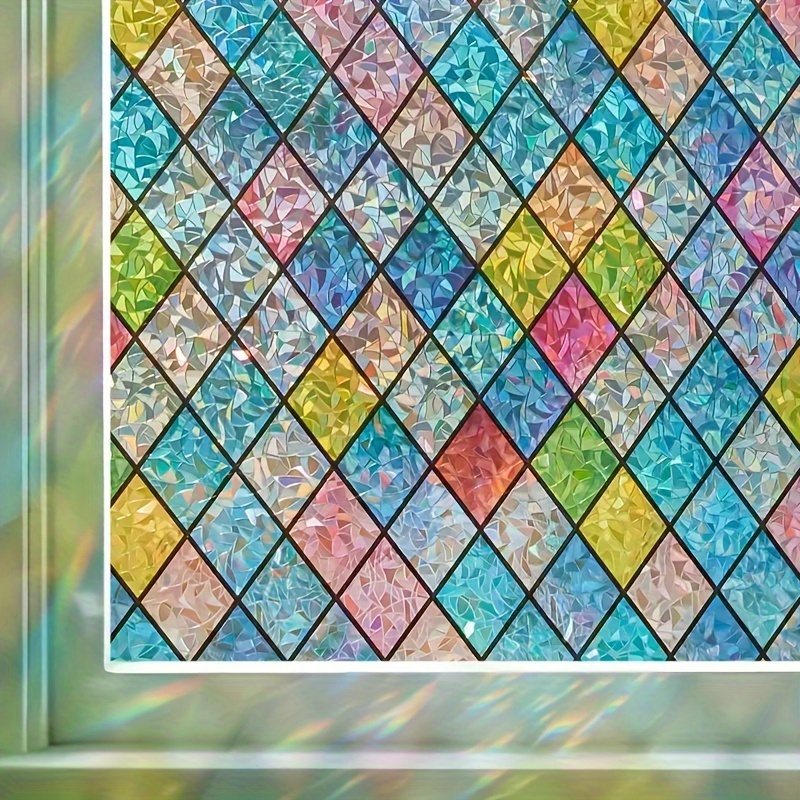 crystal lattice thick electrostatic glass window film no residue reusable   free installation for home decor details 0