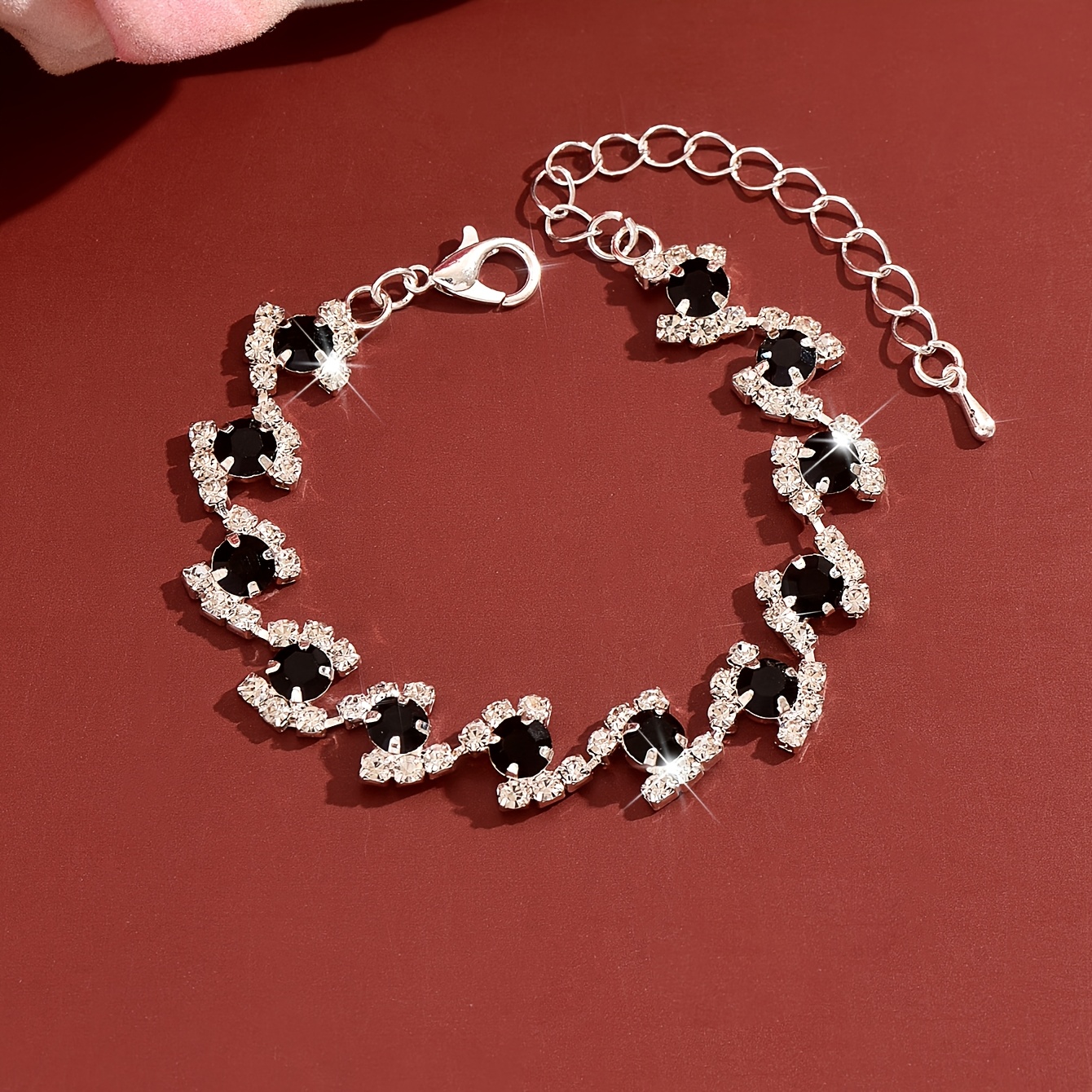 Unisex Cool Black Wavy Tennis Chain Bracelet