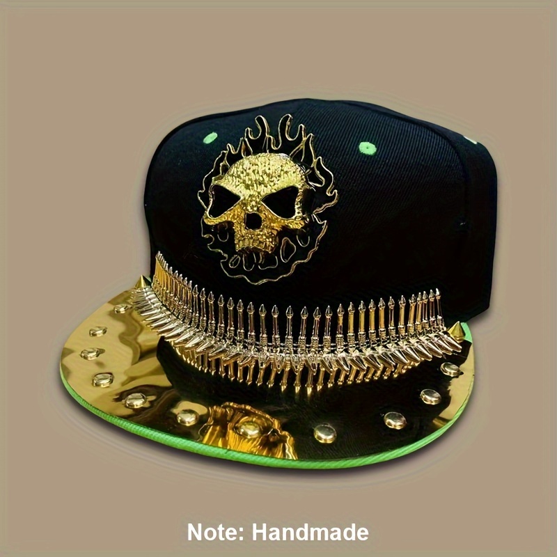 Style Hip-Hop Hat with Punk Rivets and Pointed Rivets for Men and Women in Street Dance, Wide-brimmed Baseball Baseball Hat, Dad Hats with Rivets