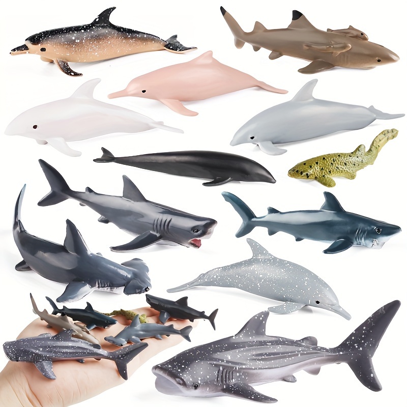 

Simulated Marine Animal Model Set Toys, Giant Toothed Shark, Leopard Patterned Shark, Whale Shark, Shark, And Various Dolphin Model Accessories, Scientific Education, Simulation Scenes