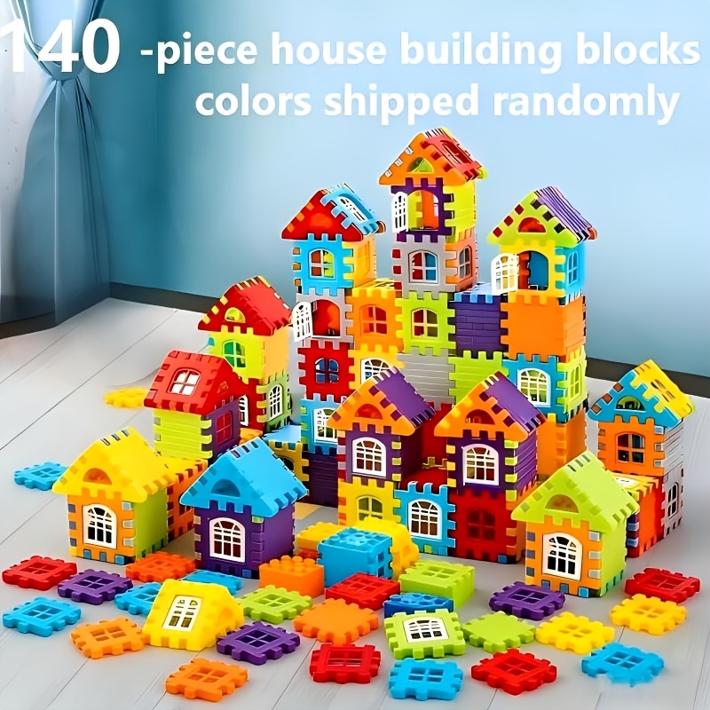 120/140pcs House Assembly Blocks, Creative Basic Cube Building And Assembly House Block Puzzle Toy, Suitable As A Christmas Party Gift, Colors Sent