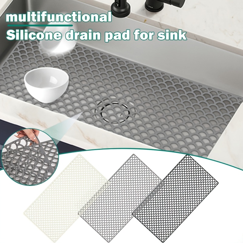 extra large silicone sink mat multipurpose silicone drain pad for kitchen bathroom rv sink scratch prevention hollow out non slip protector 0