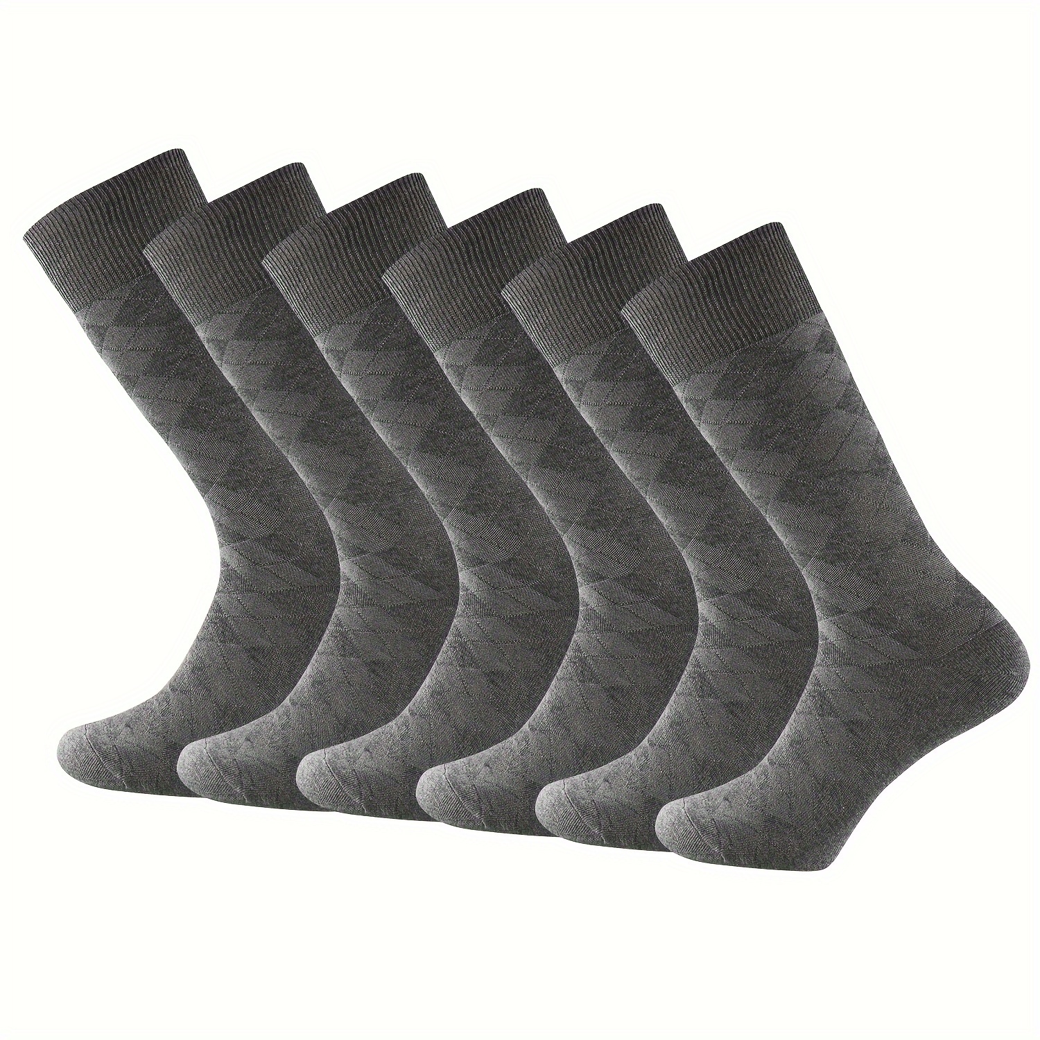 

6 Pairs Of Bamboo Fiber Cotton Socks, Diamond-shaped Casual Business, Breathable And Sweat-absorbent