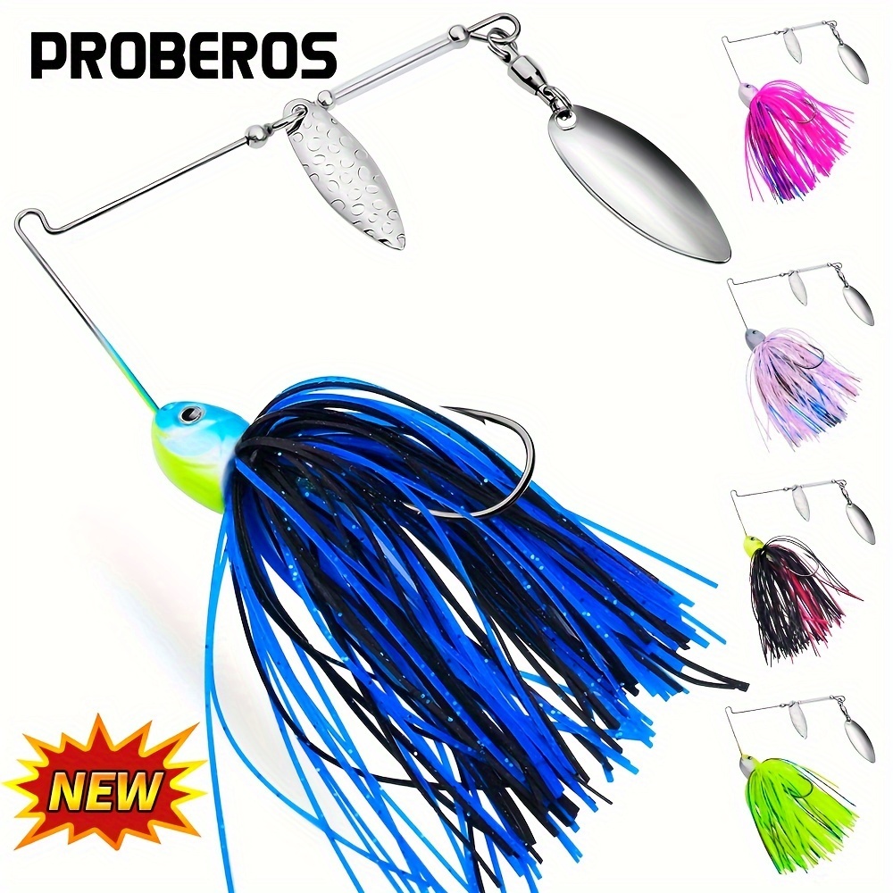 

Proberos 5pcs 0.48oz/0.6oz Fishing Spinner Bait, Skirt Jig Lure With Single Hook, Swivel Fish Tackle Wobbler Fishing Tackle
