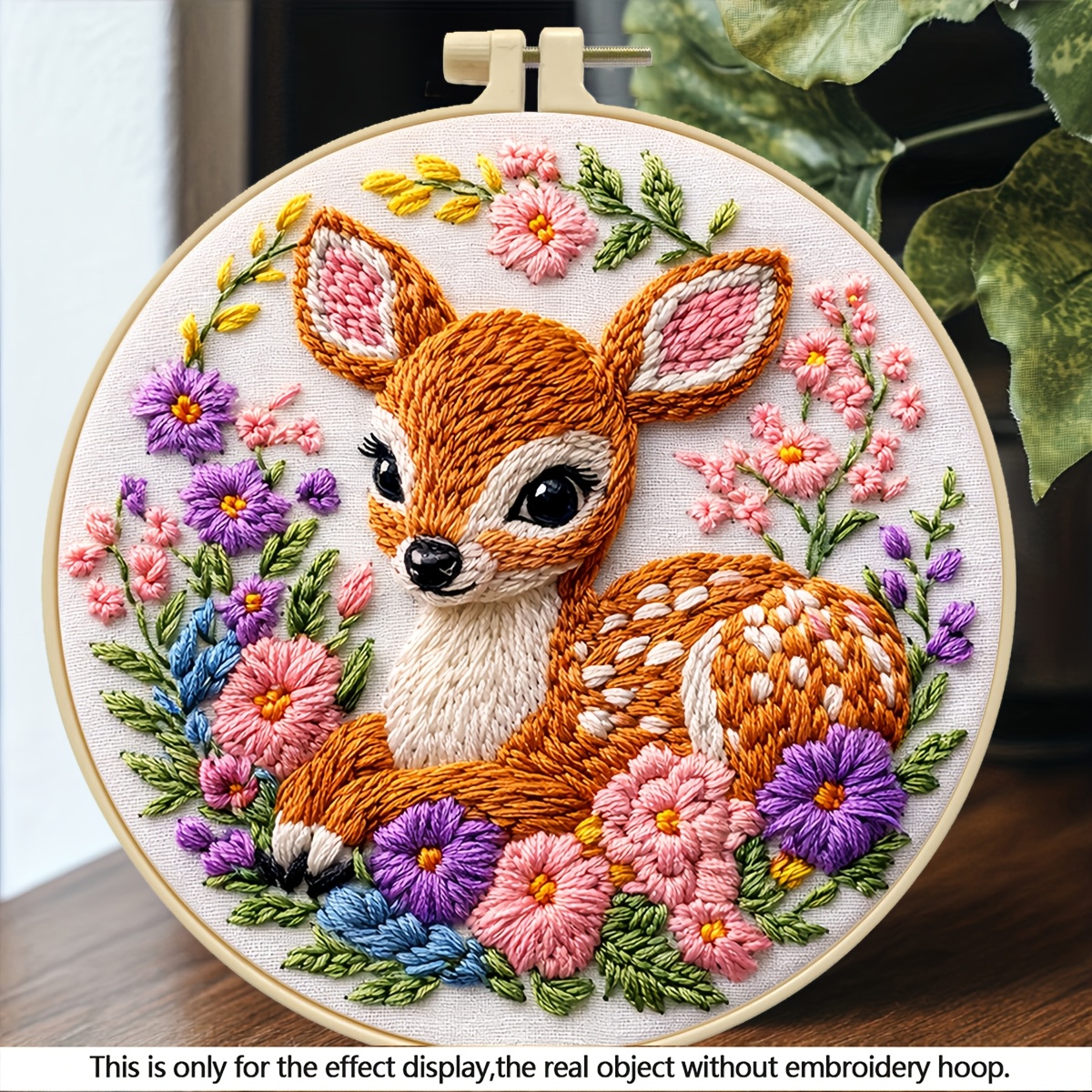 TEMU 1 Set Printed Embroidery Kit Handmade Cute Floral Pattern Beginner Starter Full Material Pack Optional With Embroidery Hoop Tool Embroidery