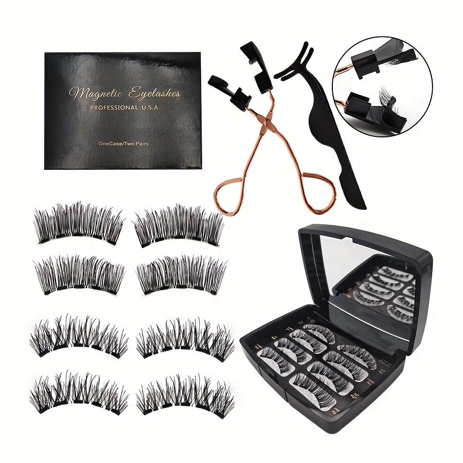 

Magnetic False Eyelashes Kit With Clip - 4 Pairs Of Soft, Comfortable Mink Cluster Lashes In 2 Styles, Easy-to-apply & Replace, Includes B/c Options For Natural To Dramatic Looks