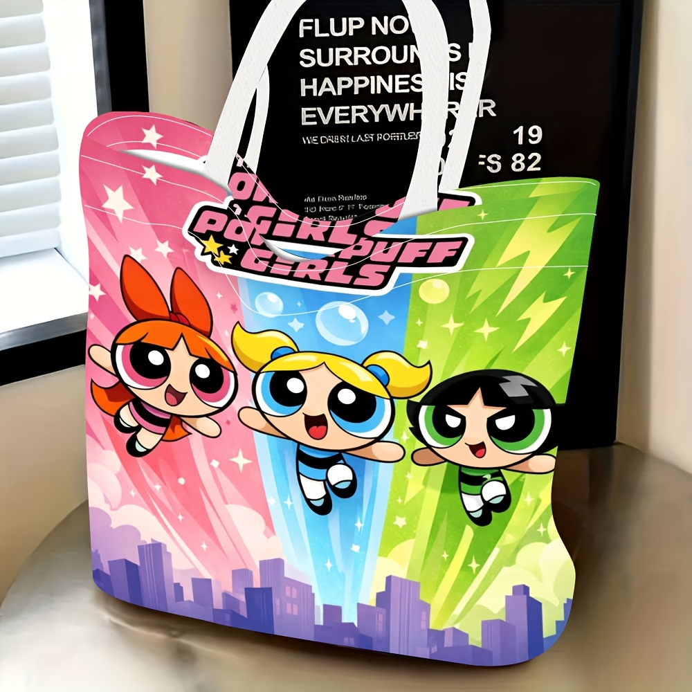 TEMU 1pc Warner . The Powerpuff Printed Women's Shoulder Tote Bag Suitable For Daily Use Shopping Travel Great Home Decor Ideal Birthday Holiday Gift