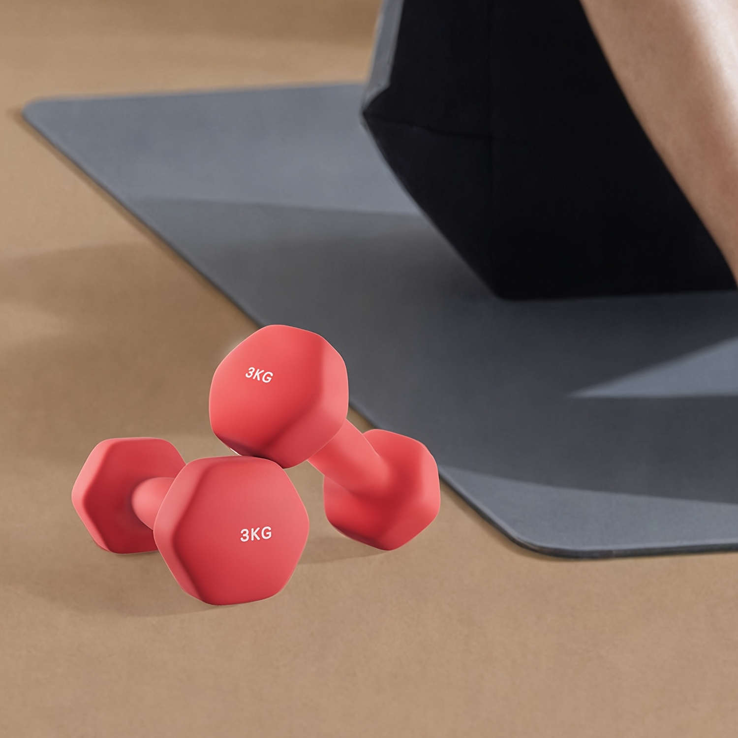 TEMU Set Of 2 Neoprene Hex Dumbbells, 2 X 3kg, With Dumbbells Bars,