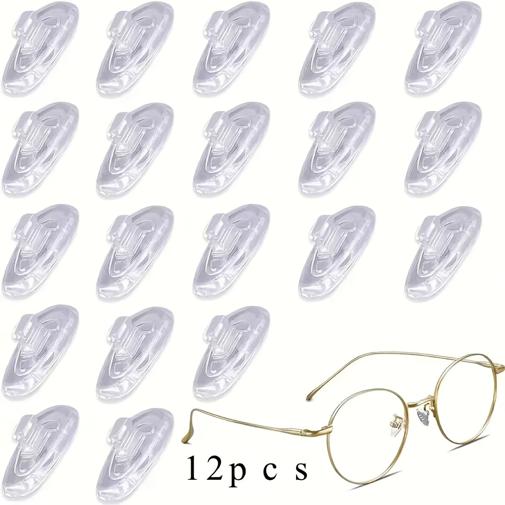 TEMU 12-pack Soft Silicone Eyeglass Nose Pads - Push-in Nose Pad Kit, Suitable For Glasses And Eyewear Additions, Anti-slip Repair Enhancement,