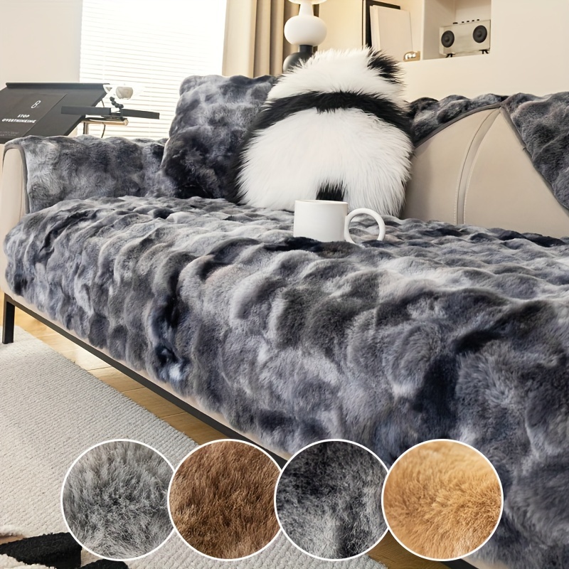 

1pc Plush Sofa Cover, Thickened Sofa Slipcover For Winter, Pillow Case Backrest Cover, Sofa Cushion Protective Cover, Suitable For Bedroom, Office, Living Room, Home Decor
