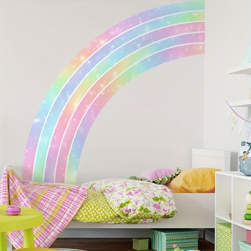 

1pc Large Sparkling Multicolor Nordic Style Rainbow Wall Decal, Self-adhesive Plastic Wall Sticker For Living Room, Bedroom, Hallway Decor, Aesthetic Home Decoration, Room Decor, Beautify Your Home