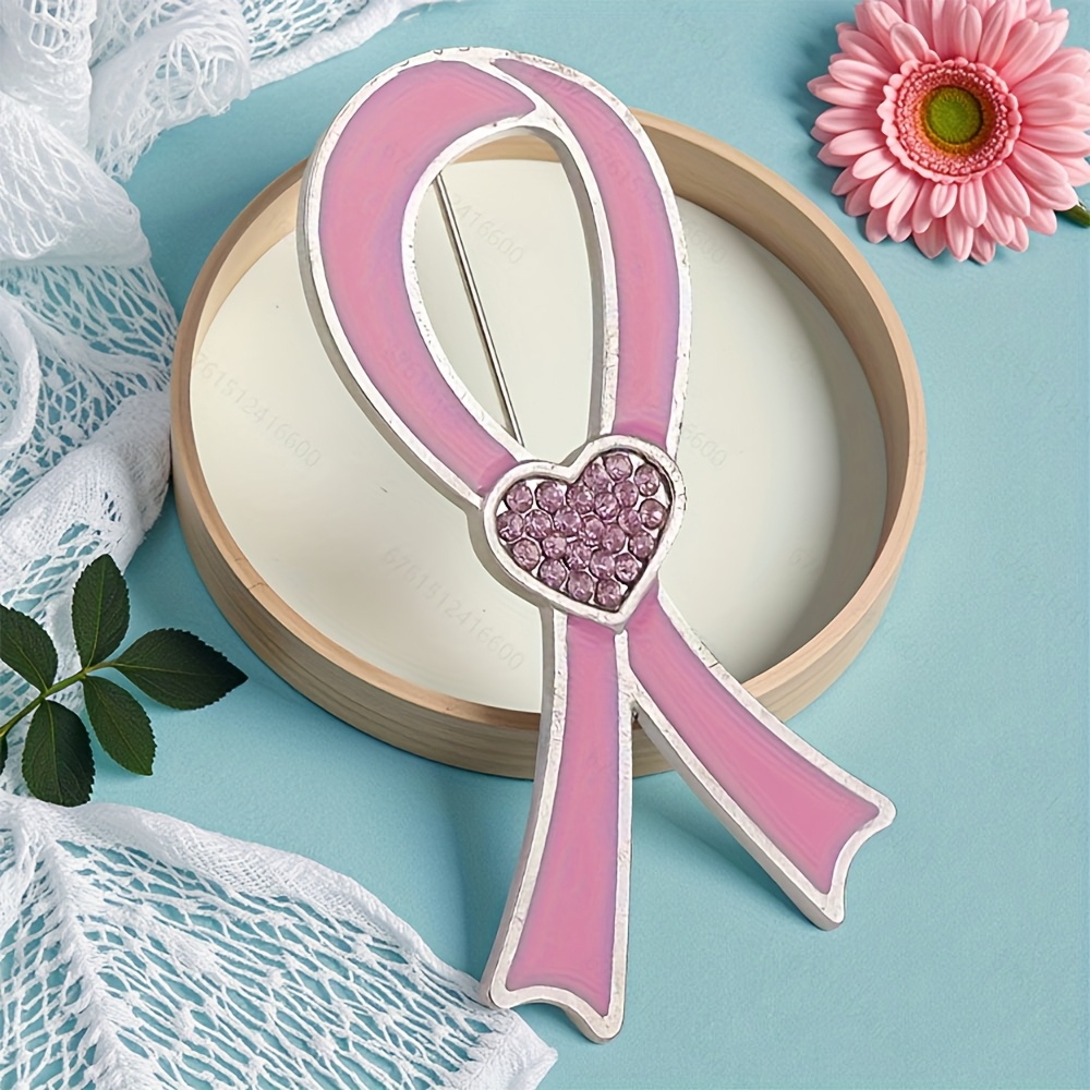TEMU World Aids Day Promotional Logo Pink Ribbon Brooch Pin Ornament