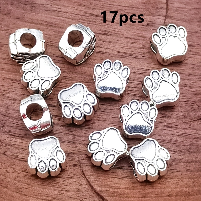 E-shop 17 Stück Bohemian Style Print Charms, große Lochperlen, Spacerperlen, Zinklegierung, für DIY-Schmuckherstellung von Armbändern, Halsketten,