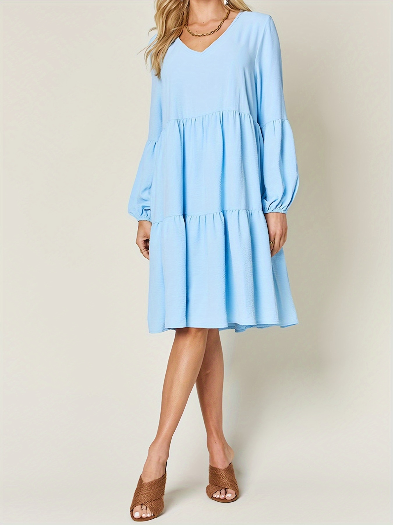 womens soft casual dress babydoll tiered long - Temu