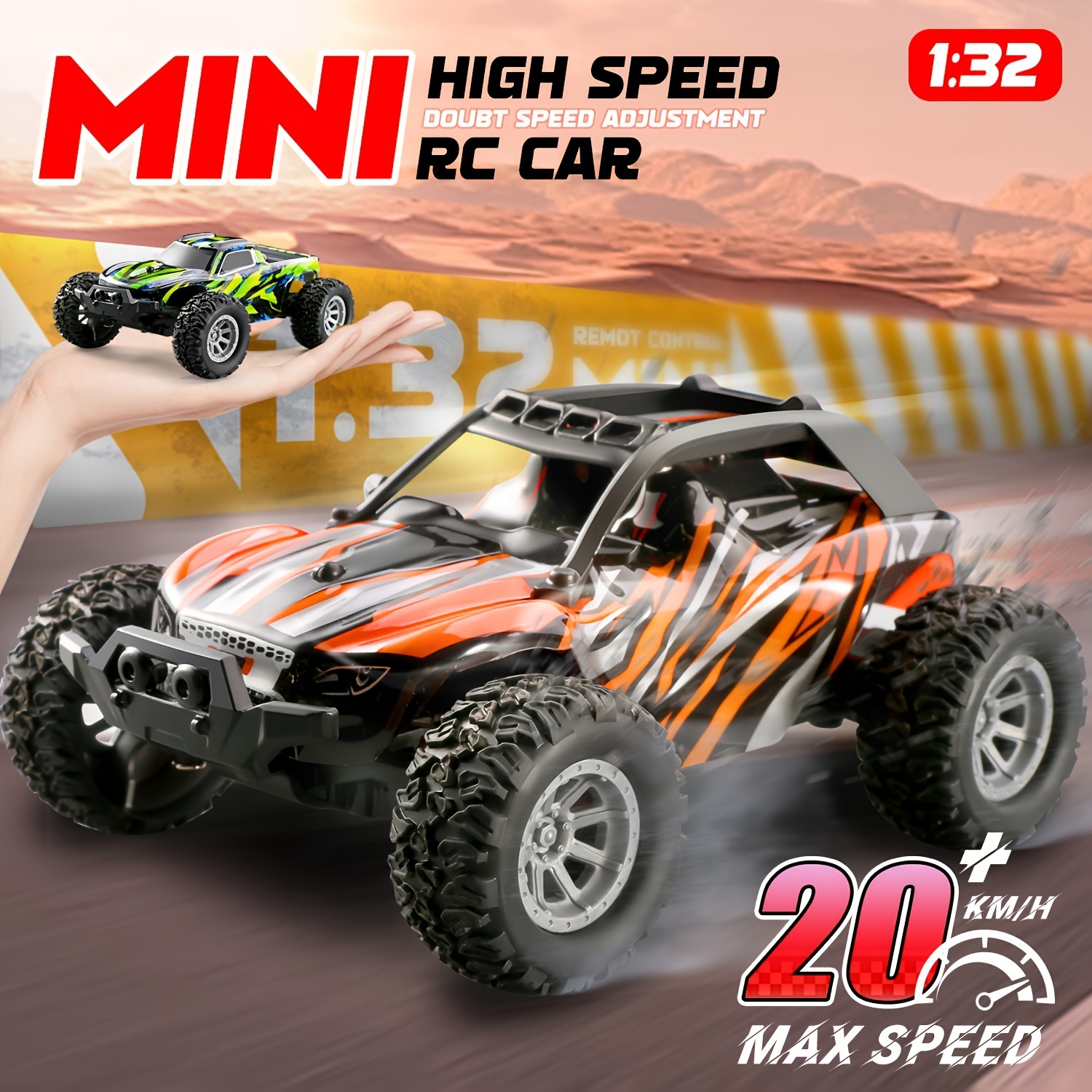

1:32 Scale Remote Control Car, Top Speed 20km/h, 2.4ghz High Speed All Terrain Off-road Electric Toy Car With Led Lights Ideal Gift For Boys And Girls, Christmas Gift!