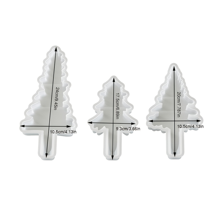 TEMU [resin Silicone Mold] 3pcs/set Christmas Large, Medium, And Small Christmas Tree Candle Silicone Molds, Diy Handmade Stick-type Irregular Shaped