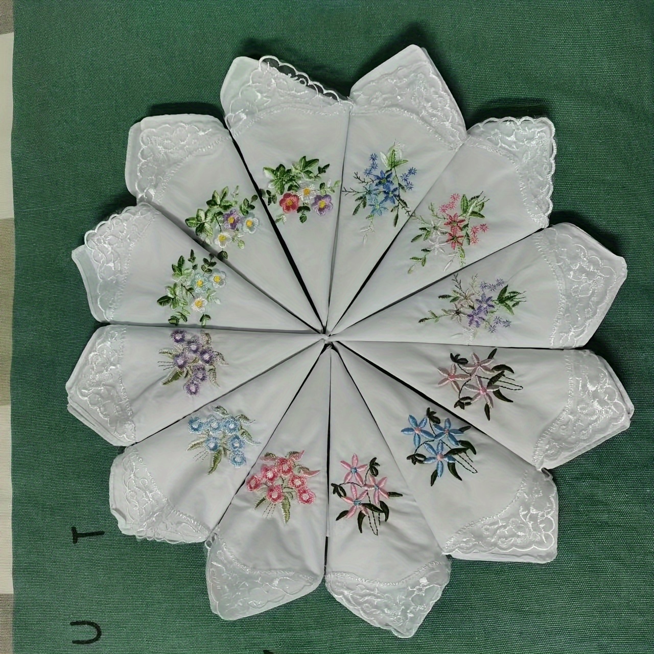 Ptwola 6 fazzoletti da donna ricamati con fiori con pizzo vintage floreale fazzoletti ricamati fazzoletti con bordo ondulato tasca quadrata fazzoletto