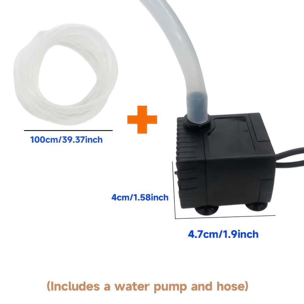 TEMU Aquarium Set Includes 1pc Water Pump And Hose, Aquarium Usb Water Pump, Pet Fountain Submersible Pump, Suitable For Fairy Garden Decoration,