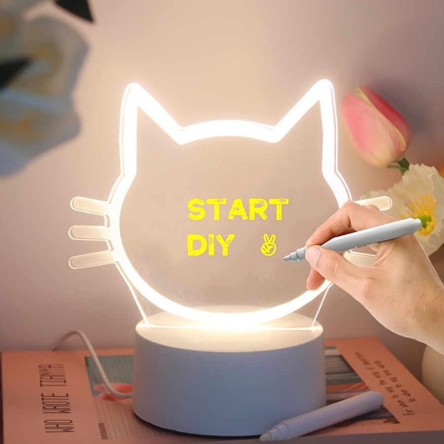 

Scratch-resistant Led Night Light With Message Board - Eye-care Design, Includes Random Color Pen, Usb Powered Desk Lamp For Bedroom Decor, Perfect Christmas & New Year Gift