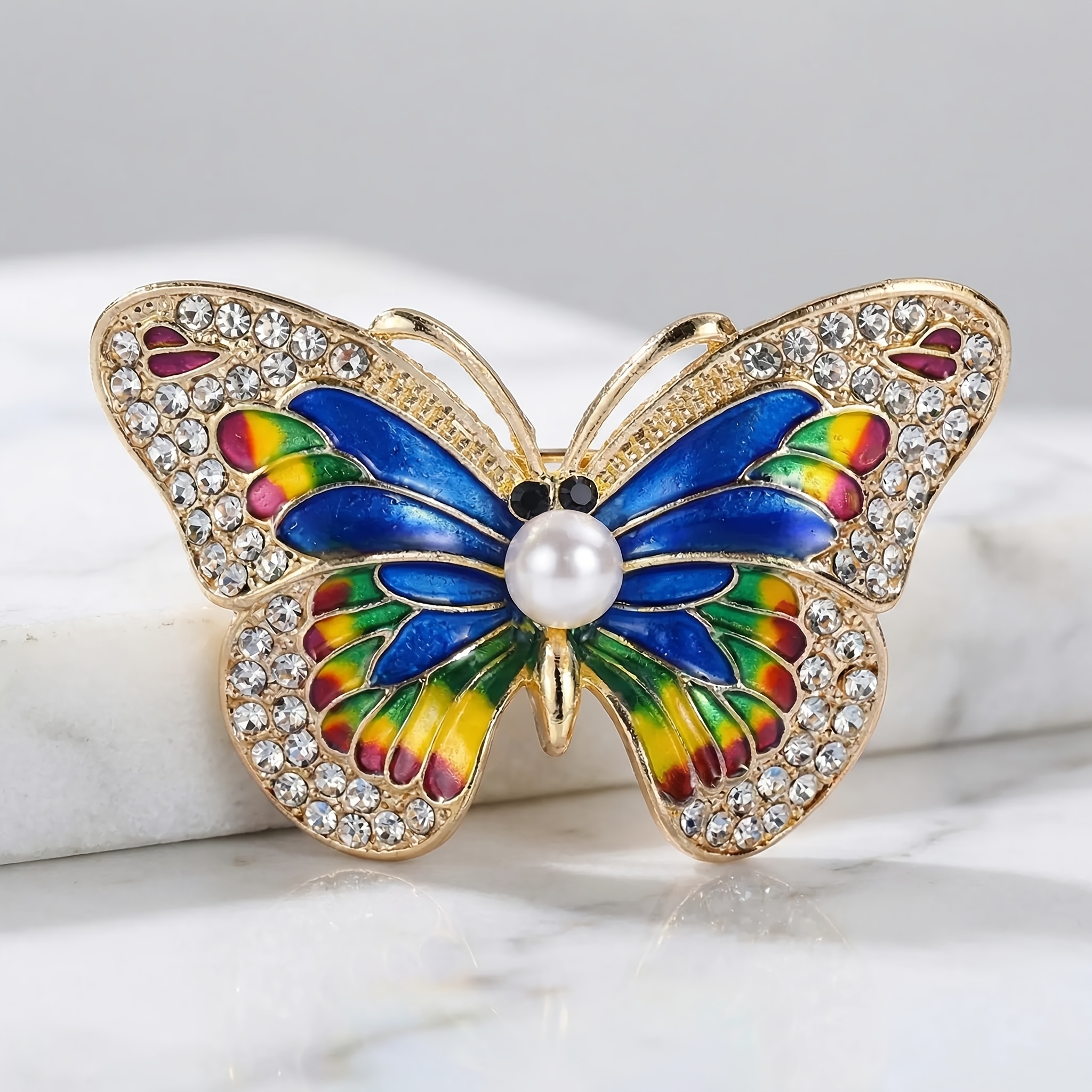 TEMU Broche elegante y versátil con un lujoso diseño de , de aleación con diamantes de y perlas de , para realzar un traje