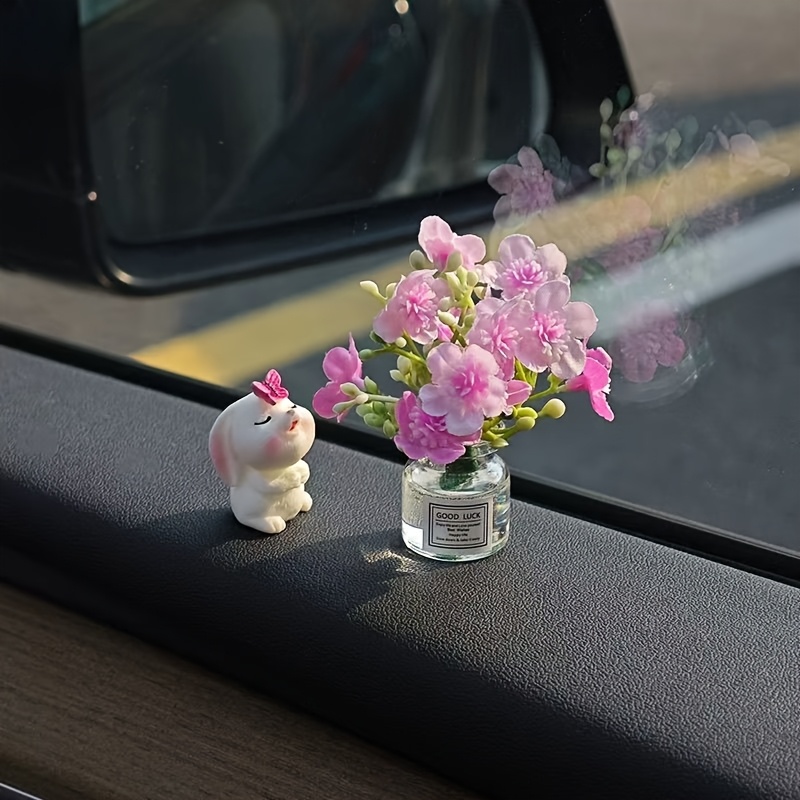 

1pc Mignon Vase en Résine Décoration de Voiture, Nouveau Ornement de Fenêtre Véhicule Figurine de Guérison