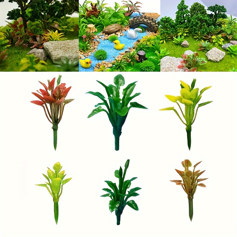 

30pcs, Miniature Plastic Plants Set, Artistic Decor For Garden Micro Landscape, Assorted Colors, Suitable For Home, Kitchen And Restaurant