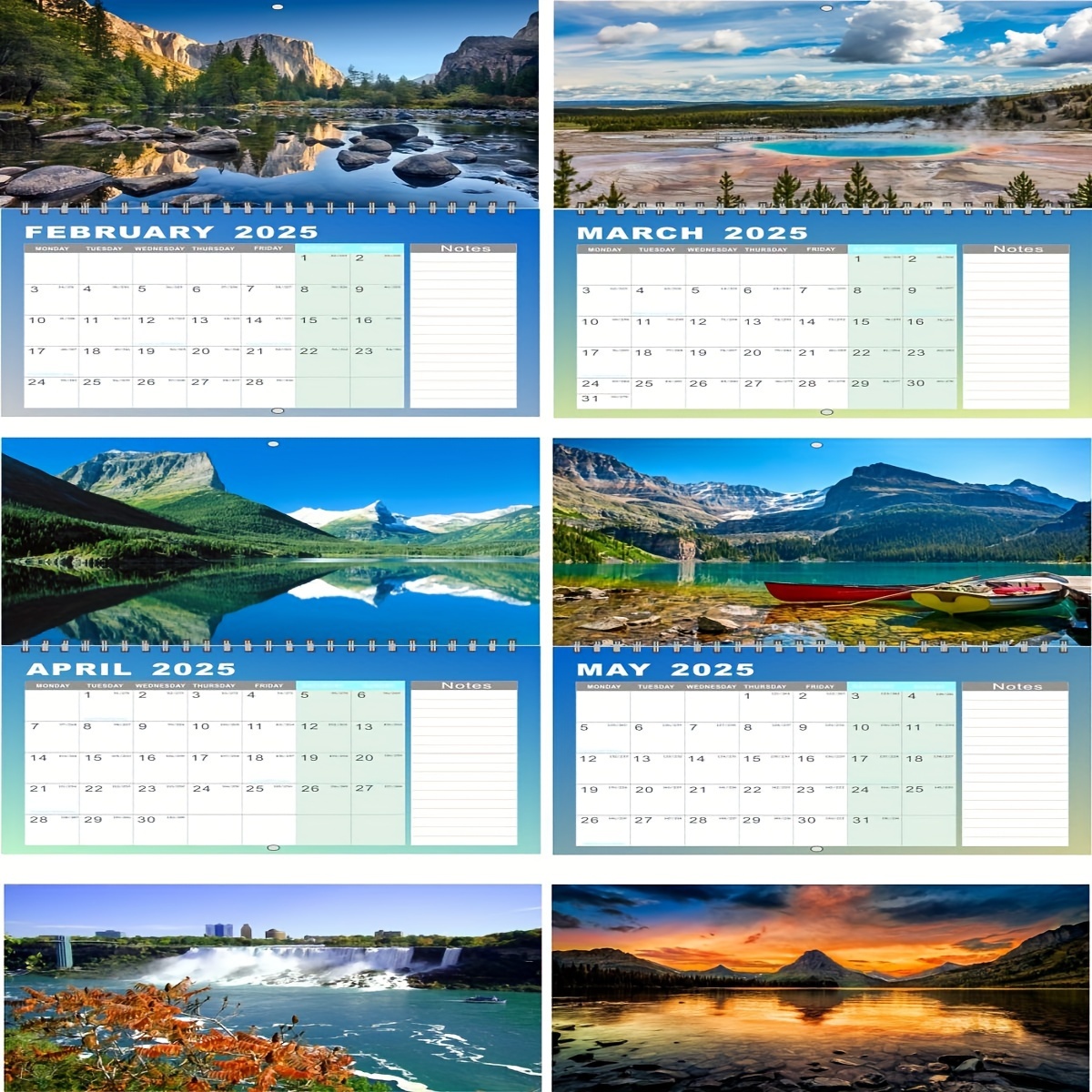 2025 Scenic Nature Wall Calendar 12 month Monthly Temu