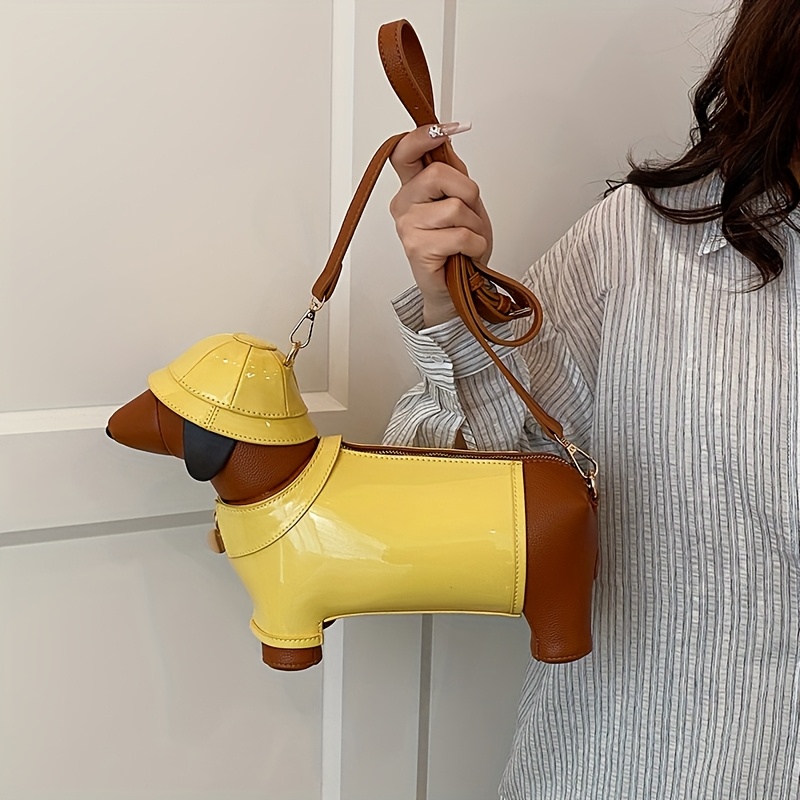 women crossbody bag compatible for instagram blonde puppy handbag zipper closure hand washable dog themed purse gift for dog lovers Product details 0