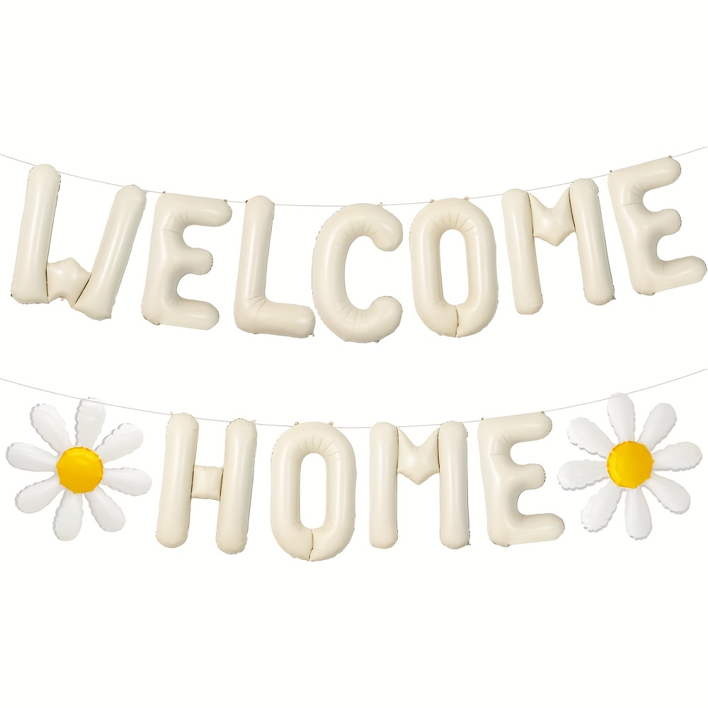 Image of Beige Welcome Home Letters Balloons Banner Balloons Real Estate For House Warming Party Decorations/ For Housewarming Party Decor/welcome Decorations/family Reunion Decorations