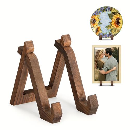 6 inch wooden plate display stand elegant decorative holder for photos platters and artwork with sunflower for home or office decor
