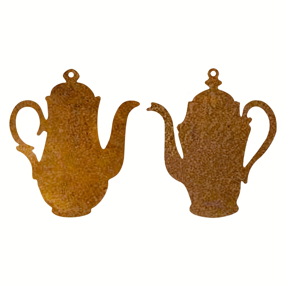 Rustic Craft 2pcs Small Teapot Metal Statue Wall Decor, Wrought Iron Hanging Art, Outdoor Garden Art, Car Hanging Ornament, Christmas Indoor & Outdoor Decoration, Thanksgiving & Christmas Gift