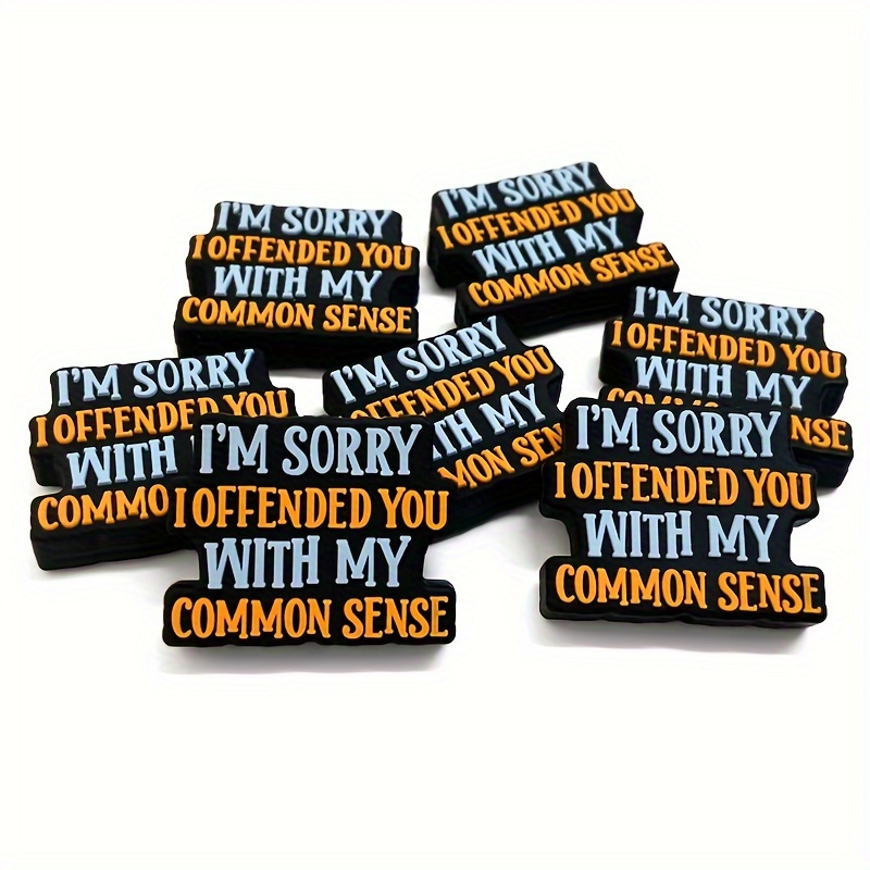 

5-pack Silicone Beads With Slogan "i'm Sorry I Offended You With My Common Sense" - Novelty Diy Craft Beads For Keychain Accessories & Jewelry Making