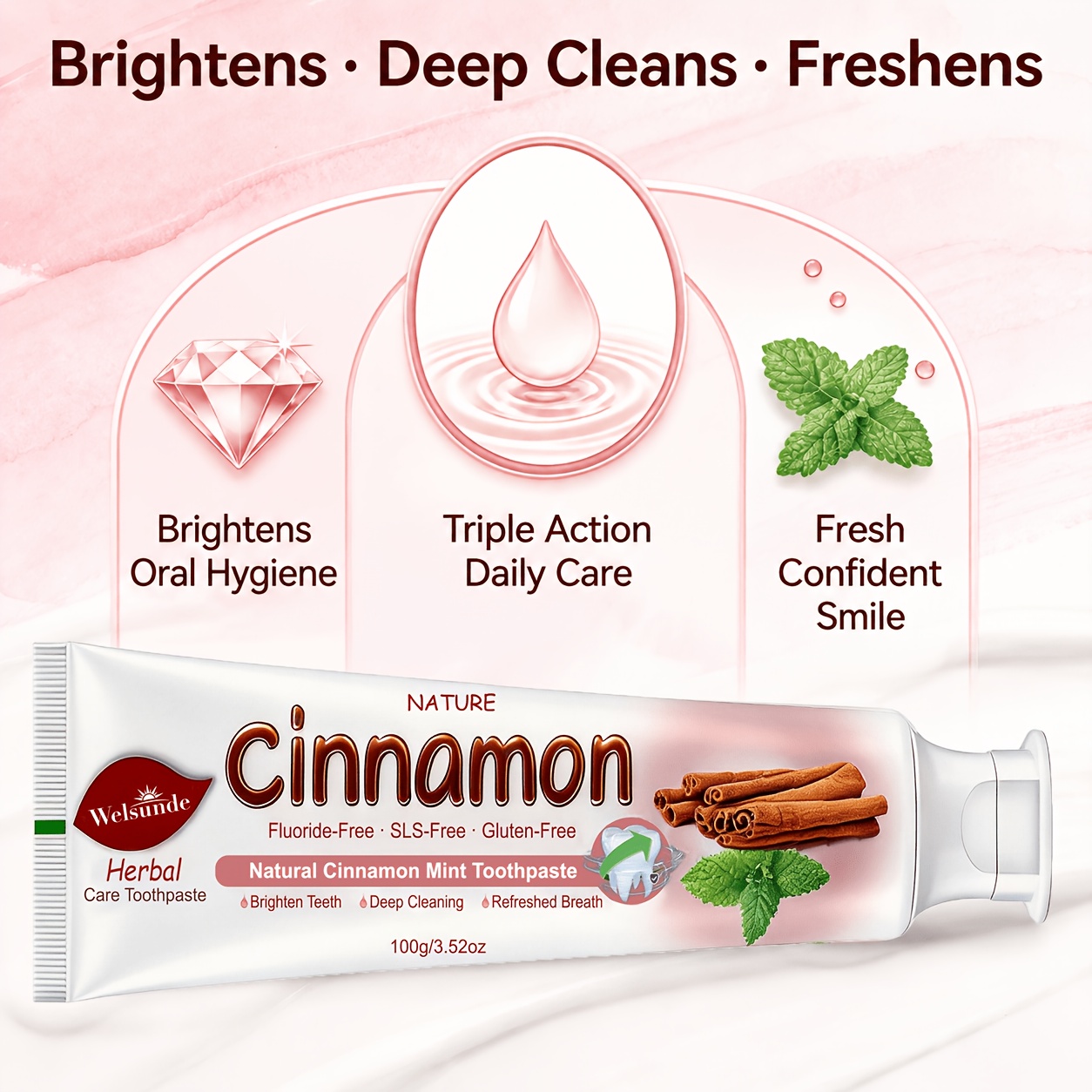 Upgraded Ultra Instant Bright Cinnamon Mint Toothpaste