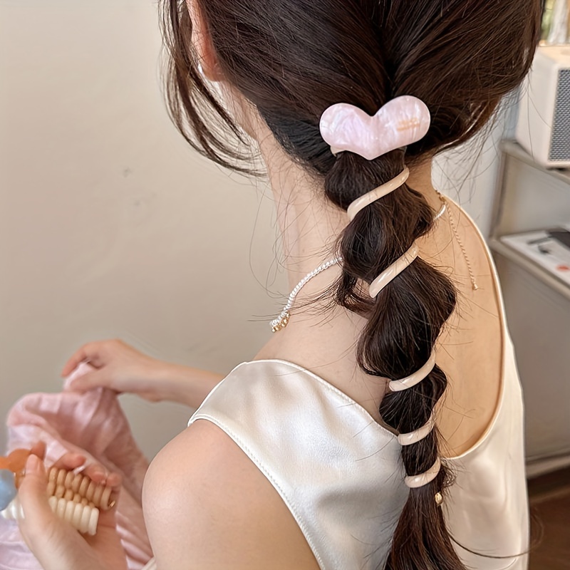 

[customer ] -shaped Braided Hair Tie - Spiral Ponytail Holder, Solid Color Resin Hair Accessory For Women And Girls