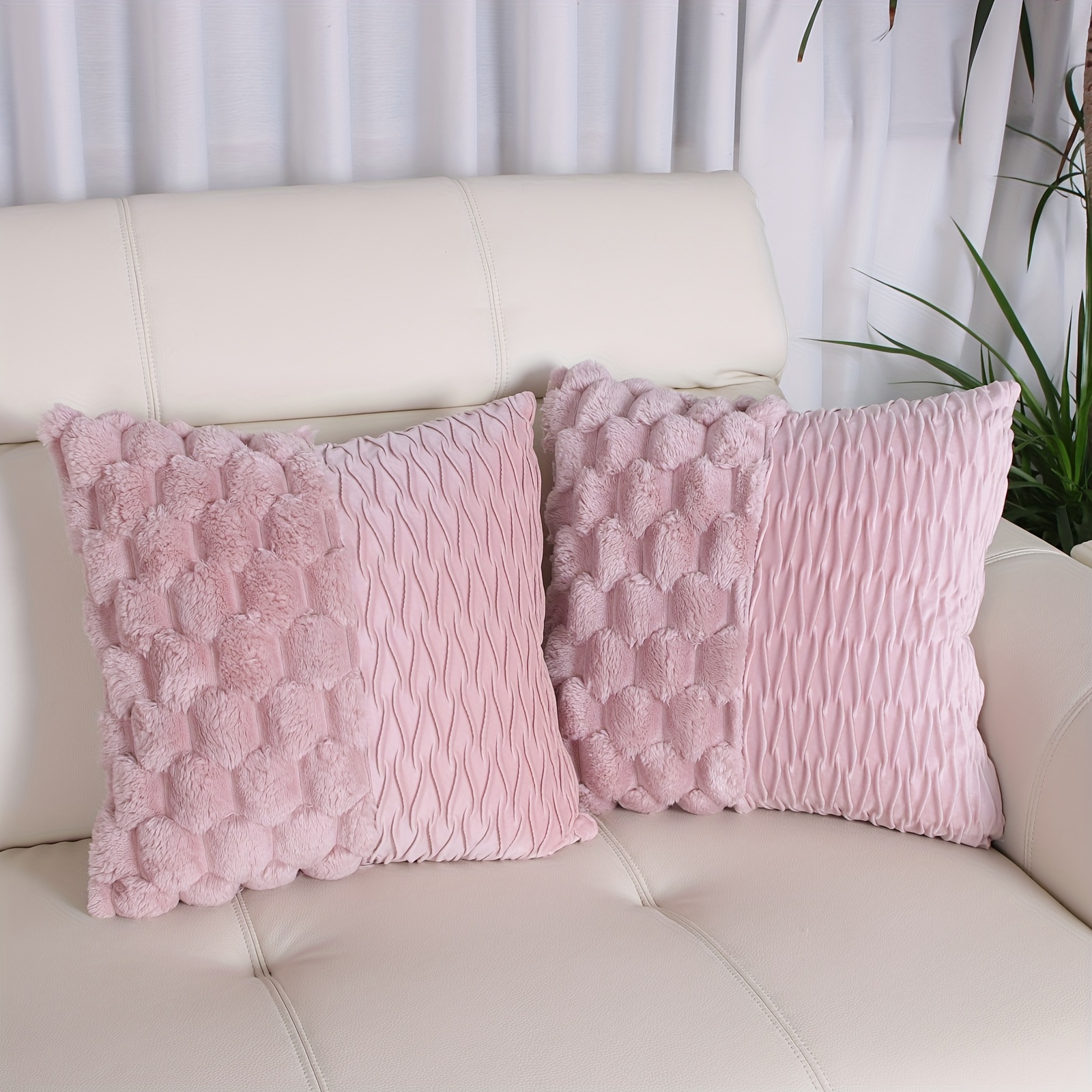 Image of 2pcs Luxurious Rabbit Hair Dutch Velvet Pillowcase, Comfortable And Fluffy Soft Decorative Cushion Cover, Suitable For Bedrooms, Sofas, Dormitories, And Home Decoration - No Pillow Core