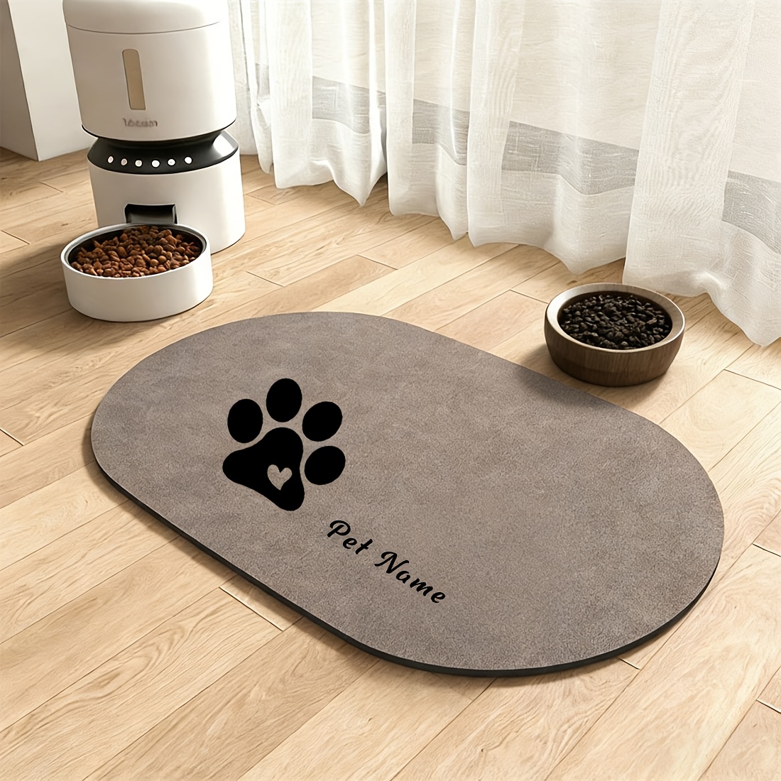Customized Pet Feeding Mats with Paw Print Design