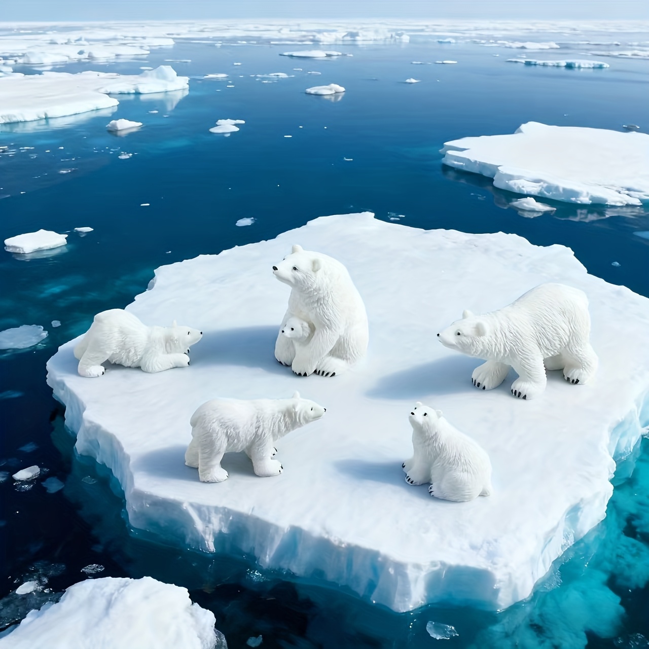 5pcs Snow Polar Bear Resin Craft Ornaments Decorations Suitable For Office Desktop Car Center Console Micro Landscape Decoration Statues