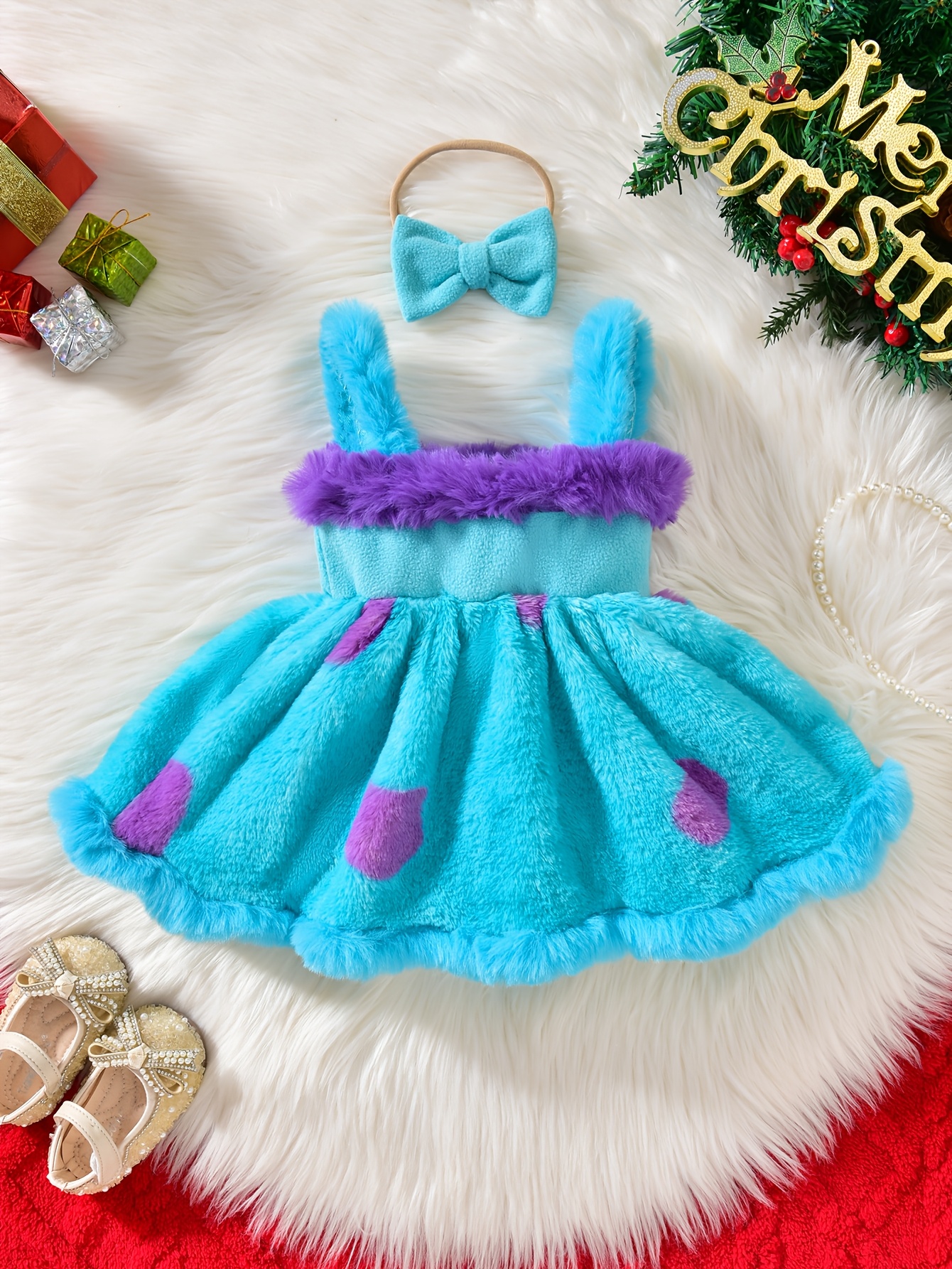 strappy fuzzy polka dot print baby dress perfect outdoor - Temu Kuwait