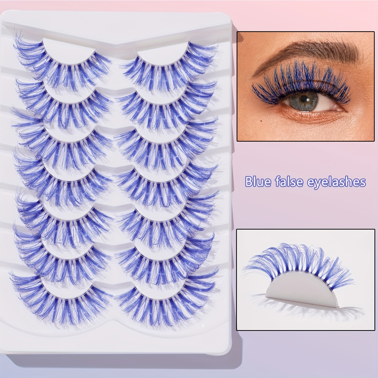 7 paar blaue curling falsche wimpern set flauschiger stil - Temu Germany